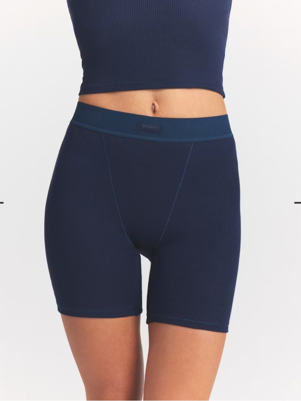 Skims navy cotton rib boxer shorts
